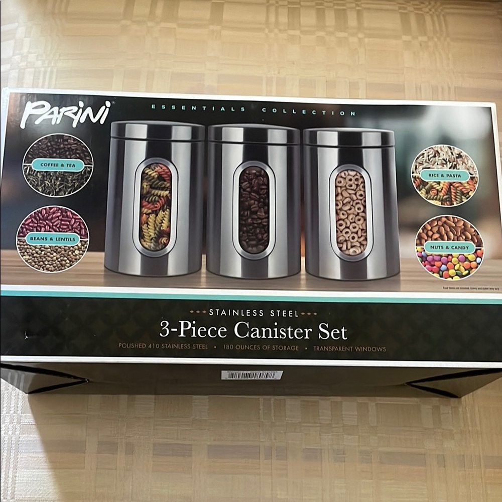 Parini Stainless Steel 3-Piece Canister Set